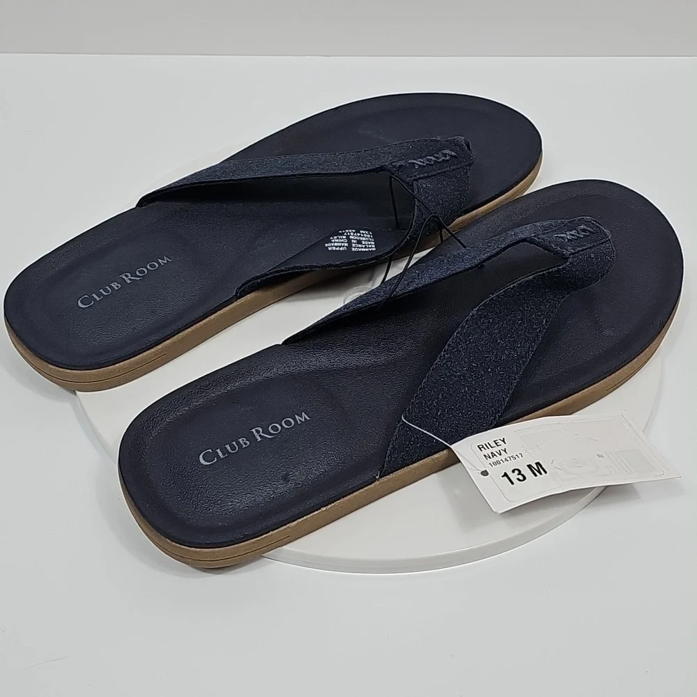 Club Room Riley Flip Flop Sandals Navy Comfort Thong Slides 13M NWT Beach Resort